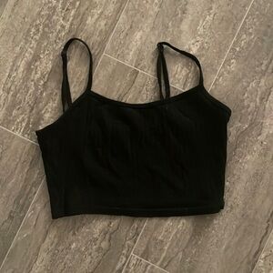 Black crop top with thin straps